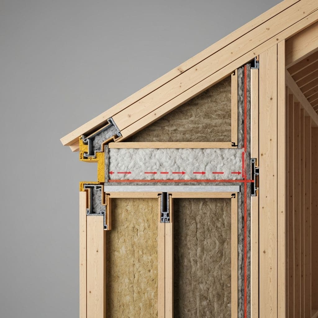 Doorsnede van de damp-open wandconstructie