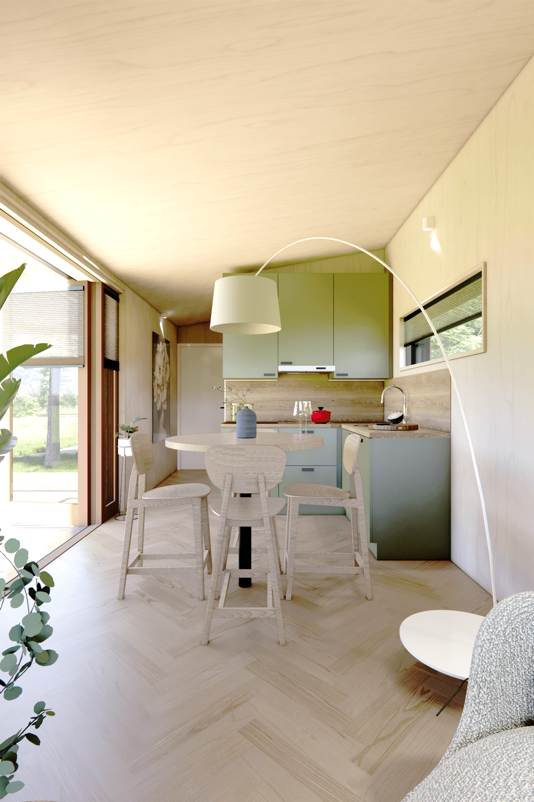 Warm en ruim interieur van de mantelzorgwoning